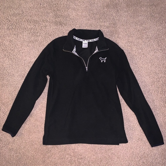 PINK Victoria's Secret Sweaters - VS PINK Black Half Zip Sweater